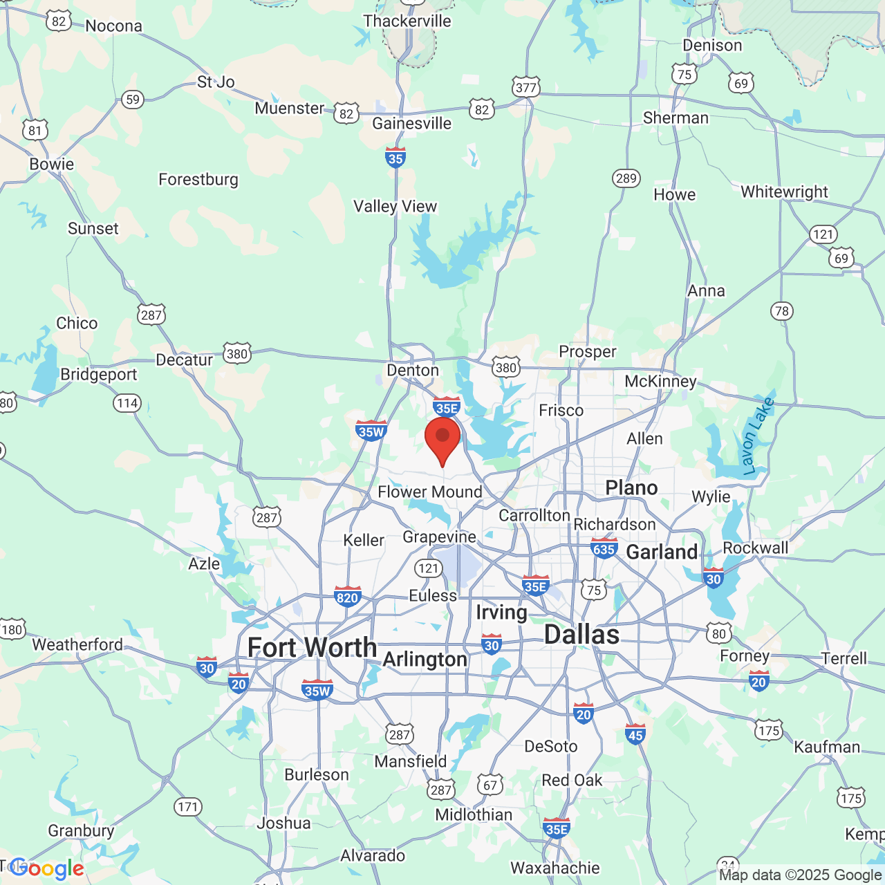 Google map image of our location in 2901 Corporate Drive Flower Mound, TX