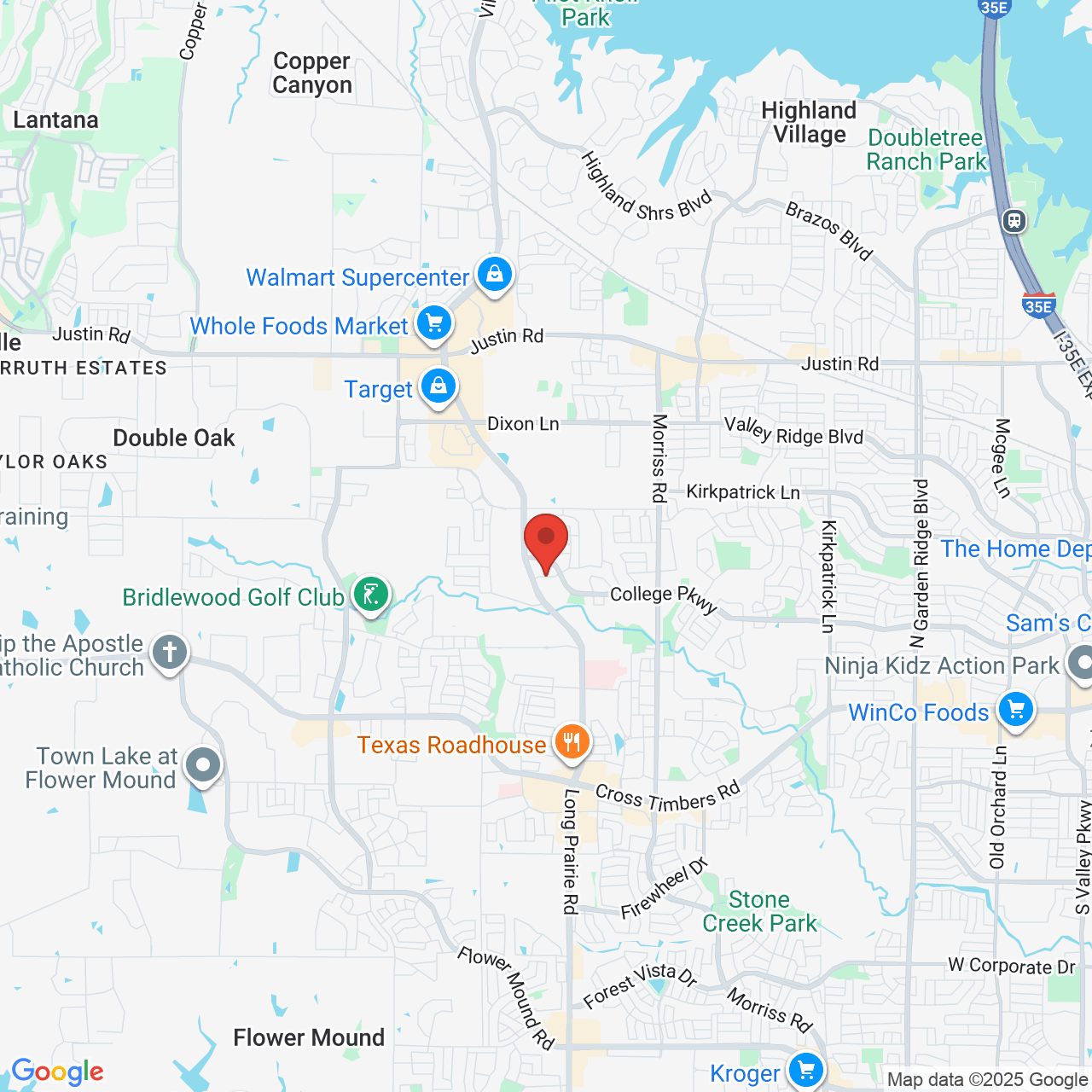 Google map image of our location in 2901 Corporate Drive Flower Mound, TX